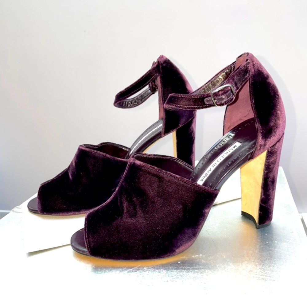 Manolo Blahnik Velvet Sandals